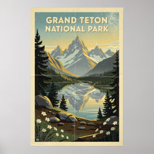 Grand Teton Nationalpark Retro Poster