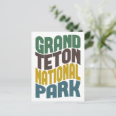 Grand Teton Nationalpark Retro Wave Postkarte (Stehend Vorderseite)