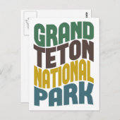 Grand Teton Nationalpark Retro Wave Postkarte (Vorne/Hinten)