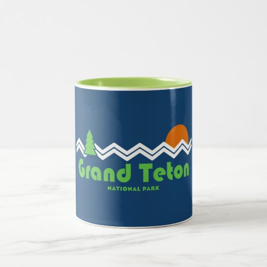 Grand Teton Nationalpark Retro Zweifarbige Tasse (Mittel)