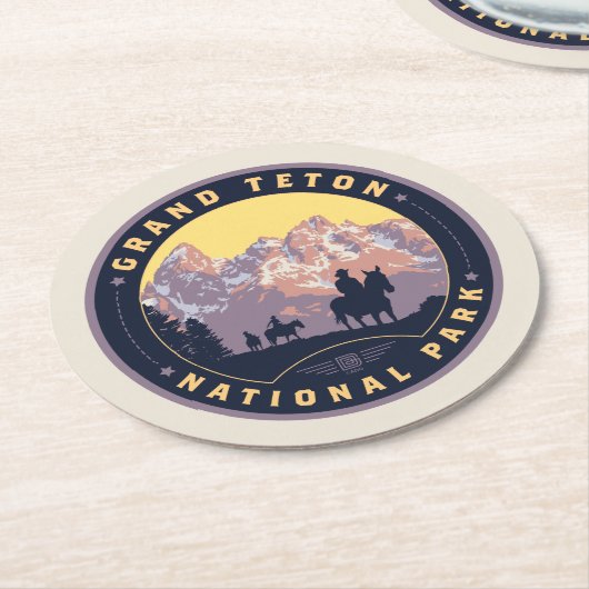 Grand Teton Nationalpark Runder Pappuntersetzer (Angewinkelt)