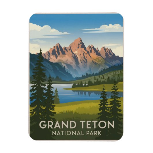 Grand Teton Nationalpark Vintag Magnet (Vertikal)