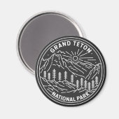 Grand Teton Nationalpark Vintag Monoline Magnet (Vorderseite/Rückseite)