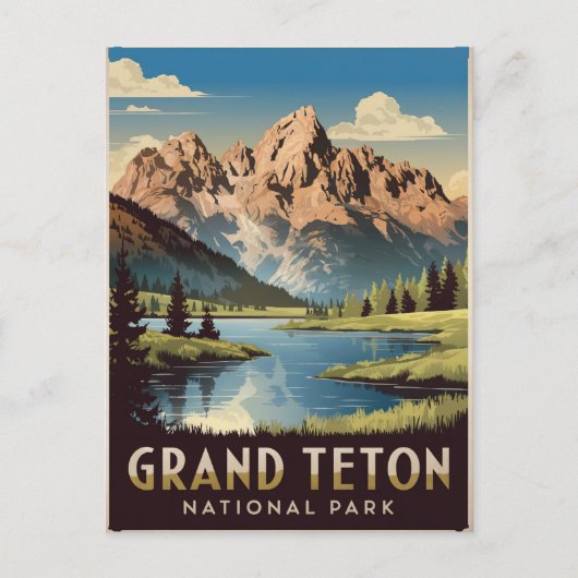 Grand Teton Nationalpark Vintag Postkarte (Vorderseite)