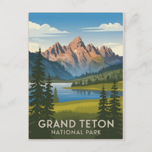 Grand Teton Nationalpark Vintag Postkarte