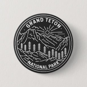 Grand Teton Nationalpark Vintage Monoline   Button