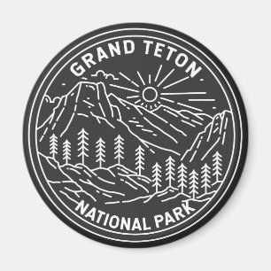 Grand Teton Nationalpark Vintage Monoline Magnet
