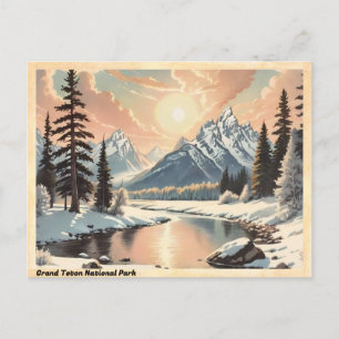 Grand Teton Nationalpark Vintage Postkarte
