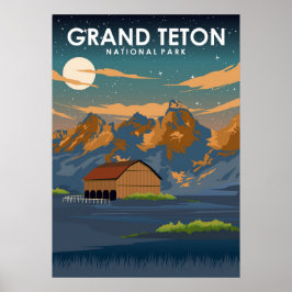 Grand Teton Nationalpark Vintage Travel Poster