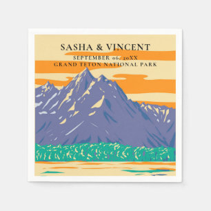 Grand Teton Nationalpark Wedding Retro Serviette