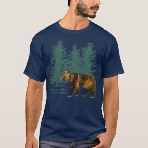 Grand Teton Nationalpark Wyoming Bären Tree Retro T-Shirt