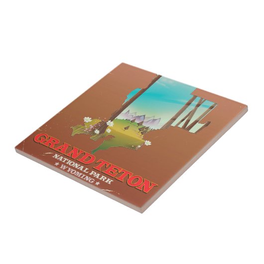 Grand Teton Nationalpark Wyoming Karte Fliese (Seite)