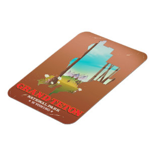 Grand Teton Nationalpark Wyoming Karte Magnet