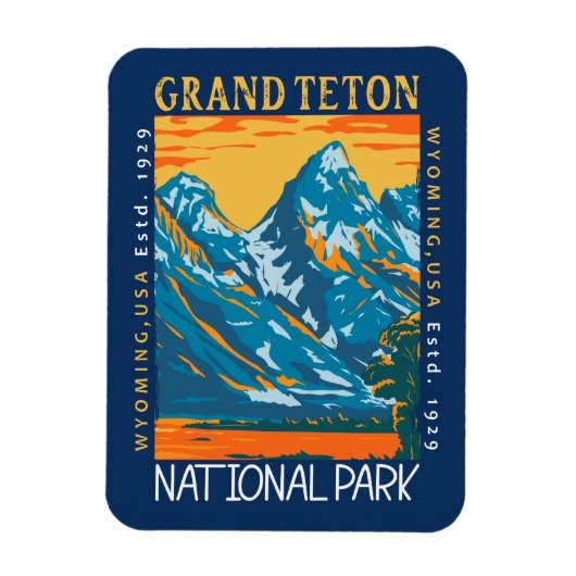 Grand Teton Nationalpark Wyoming Retro erschüttert Magnet (Vertikal)