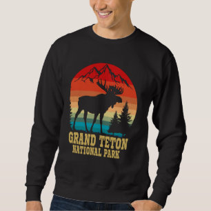 Grand Teton Nationalpark Wyoming Retro Moose Trav Sweatshirt