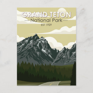 Grand Teton Nationalpark Wyoming Road Vintag Postkarte