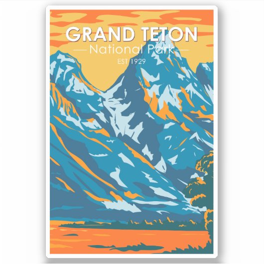 Grand Teton Nationalpark Wyoming Vintag Aufkleber (Vorderseite)