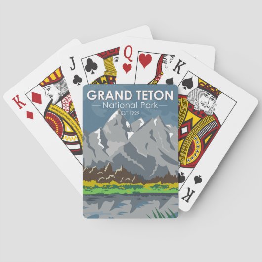Grand Teton Nationalpark Wyoming Vintag Spielkarten (Rückseite)
