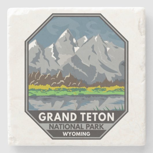 Grand Teton Nationalpark Wyoming Vintag Steinuntersetzer (Vorderseite)