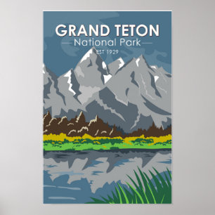 Grand Teton Nationalpark Wyoming Vintage Poster