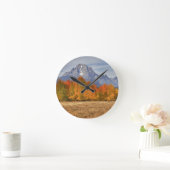 Grand Teton NP, Mount Moran und Aspen Runde Wanduhr (Zuhause)