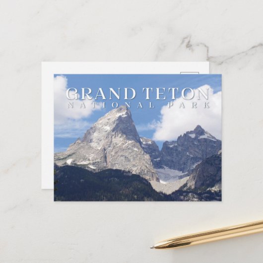Grand Teton Postcard, Nationalparkkarte Postkarte (Vorderseite/Rückseite Beispiel)