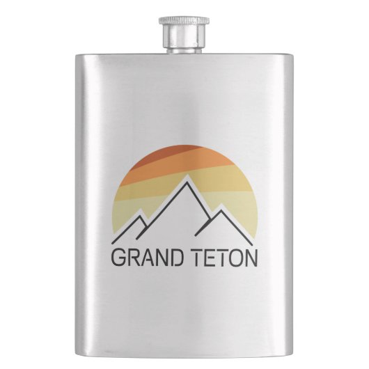 Grand Teton Wyoming Retro Flachmann (Vorderseite)