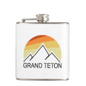 Grand Teton Wyoming Retro Flachmann (Vorderseite)