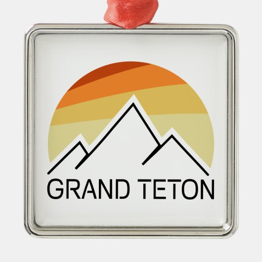 Grand Teton Wyoming Retro Ornament Aus Metall (Vorne)