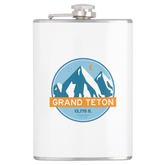 Grand Teton Wyoming Stars Moon Flachmann (Vorderseite)