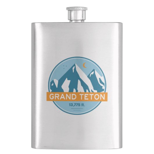 Grand Teton Wyoming Stars Moon Flachmann (Vorderseite)