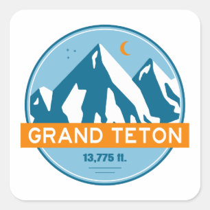 Grand Teton Wyoming Stars Moon Quadratischer Aufkleber