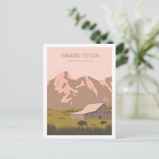 Grand Teton Wyoming USA Travel Place Illustration Postkarte (Stehend Vorderseite)