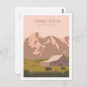 Grand Teton Wyoming USA Travel Place Illustration Postkarte (Vorne/Hinten)