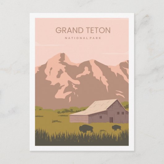 Grand Teton Wyoming USA Travel Place Illustration Postkarte (Vorderseite)