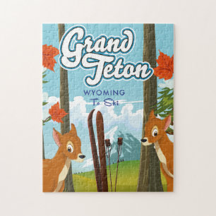 Grand Teton Wyoming zum Skifahren. Magnet Puzzle