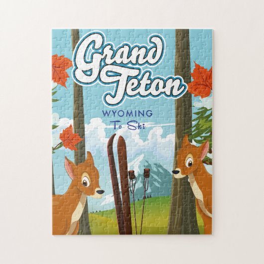 Grand Teton Wyoming zum Skifahren. Magnet Puzzle (Vertikal)