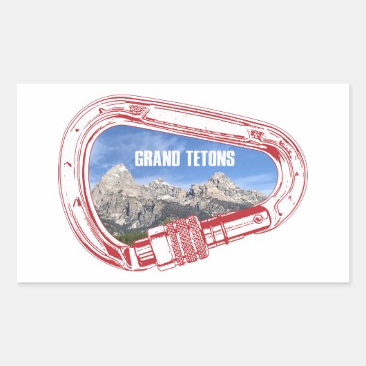Grand Tetons Climbing Carabiner Rechteckiger Aufkleber (Vorderseite)