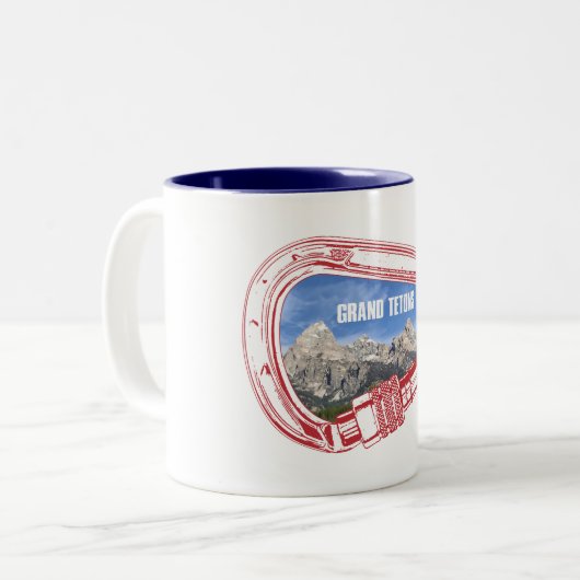 Grand Tetons Climbing Carabiner Zweifarbige Tasse (Vorderseite Links)