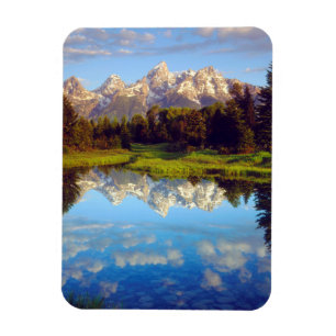 Grand Tetons, die im Fluss Snake reflektieren Magnet