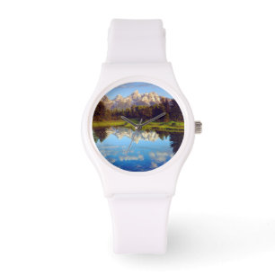Grand Tetons spiegeln sich im Snake River Armbanduhr