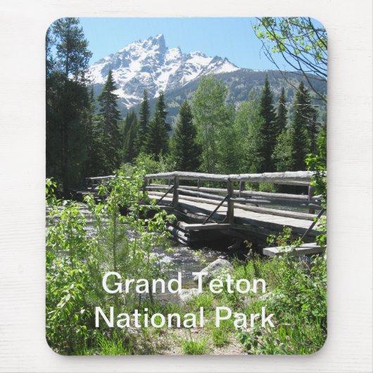 Grand Tetons Spring Snow and Wood Bridge Mousepad (Vorne)