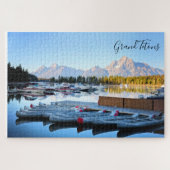 Grand Tetons Wyoming with Lake and Kayaks Puzzle (Horizontal)