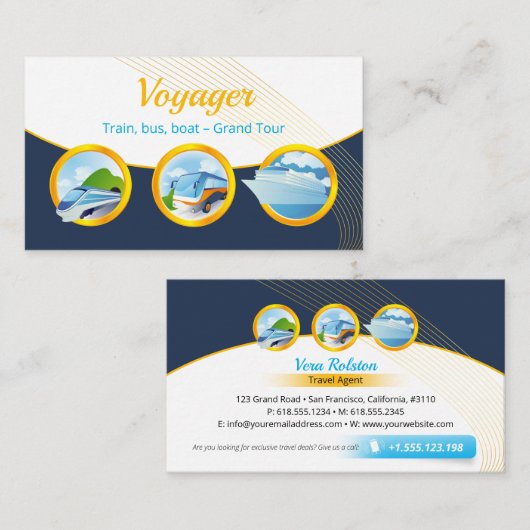 Grand Tour | Agent Reisebusboot Visitenkarte (Vorne/Hinten)