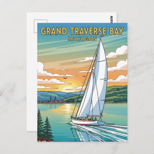 Grand Traverse Bay Michigan Travel Postkarte (Vorne/Hinten)