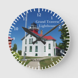 Grand Traverse Leuchtturm-Uhr Runde Wanduhr