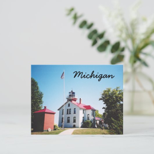 Grand Traverse Lighthouse Postkarte (Stehend Vorderseite)