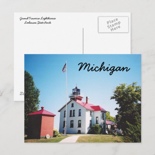 Grand Traverse Lighthouse Postkarte (Vorne/Hinten)