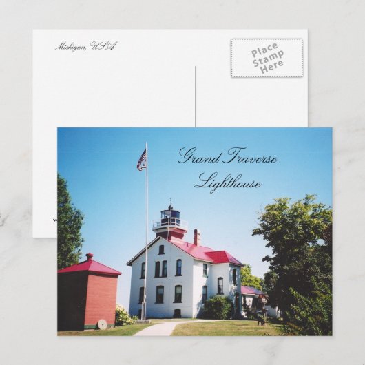 Grand Traverse Lighthouse Postkarte (Vorne/Hinten)