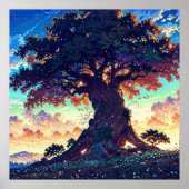 Grand Tree - lebendige Illustrationslandschaft Poster (Vorne)